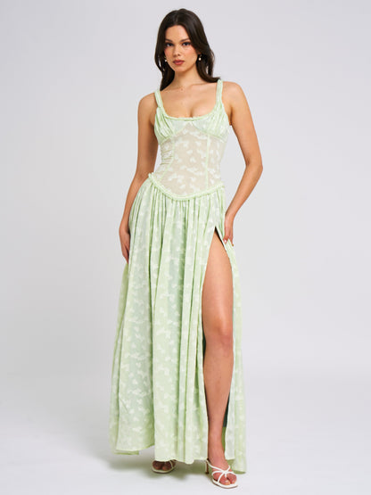 Wamu - Green Square Neck Dress