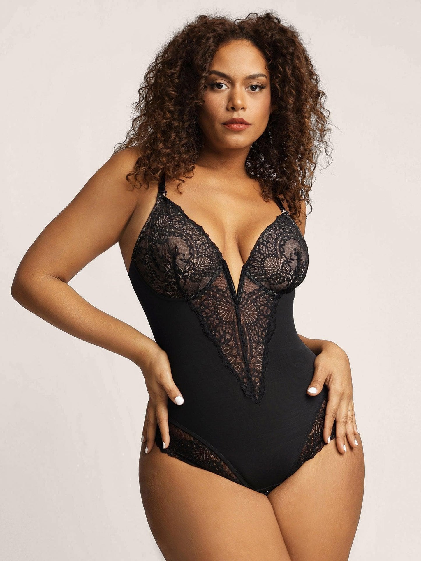 Lace Deep-V Neck Bodysuit