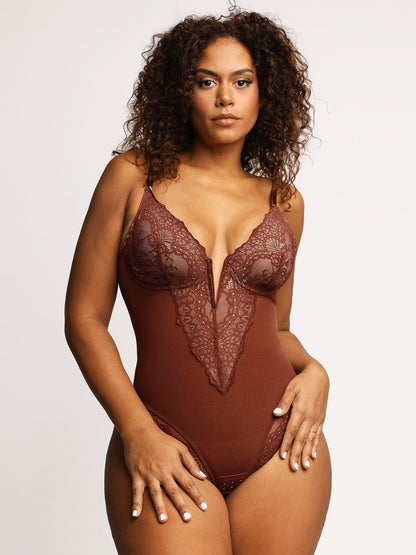 Lace Deep-V Neck Bodysuit